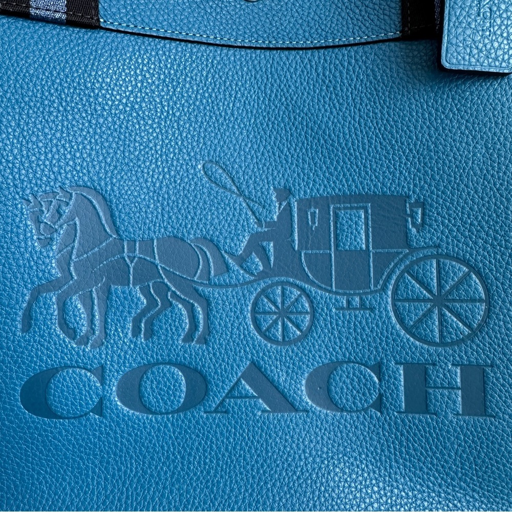 Coach Jes Tote Horse and Carriage Leather Silver Blue Jay 1896 - Picture 3 of 17
